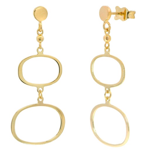 [5285] DOUBLE CIRCLE DANGLING EARRINGS.38MM.