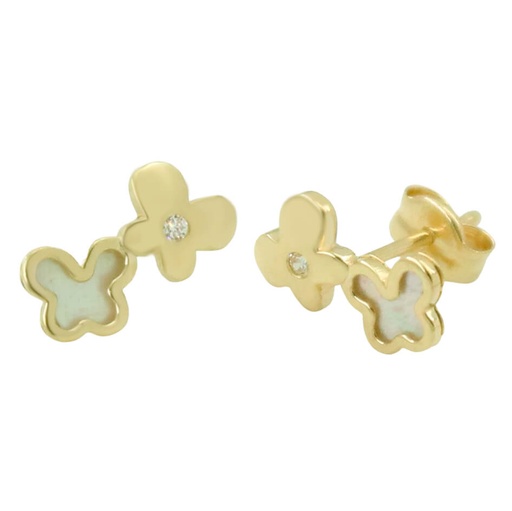 [5820] 10x5MM MOTHER OF PEARL BUTTERFLIES EARRINGS.