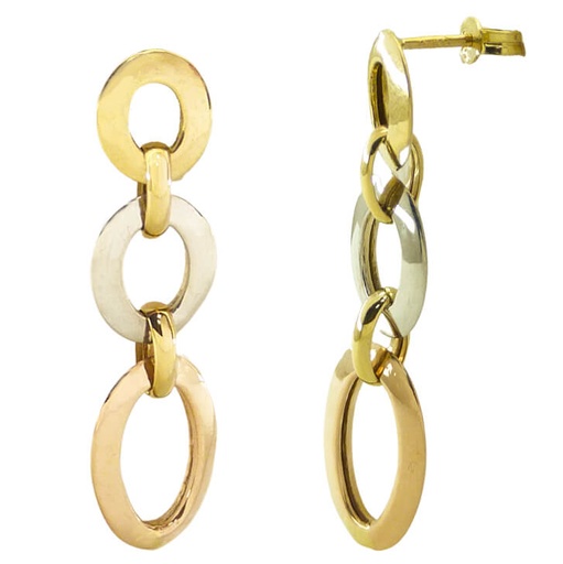 [5589] PENDIENTES ESLABONES  TRICOLOR 30MM .PRESION.