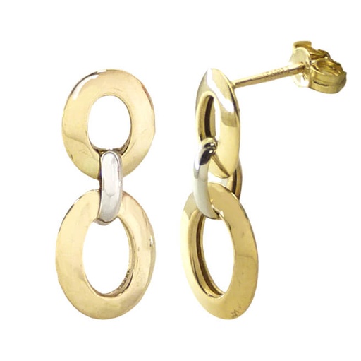 [5590] PENDIENTES ESLABONES.20MM.PRESION.BICOLOR