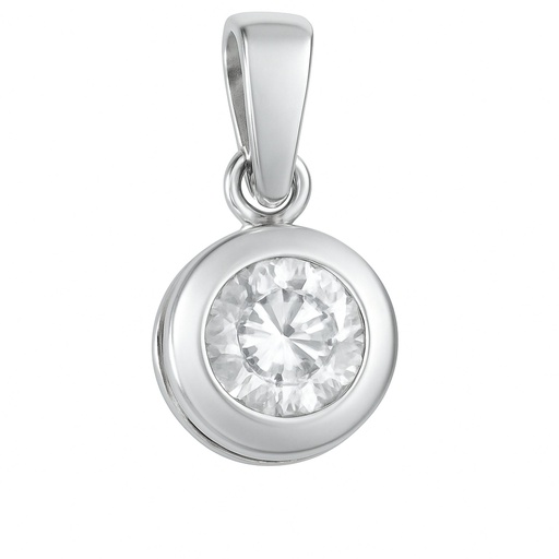 [1674/CB] 4MM CZ WHITE GOLD CHATON PENDANT WITH BALE.
