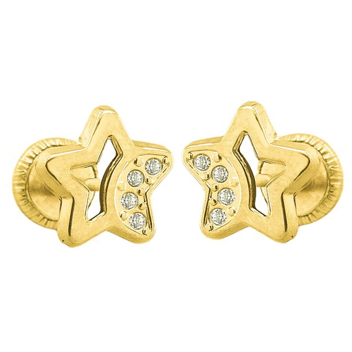 [3762] STAR STUD EARRINGS WITH CZ.