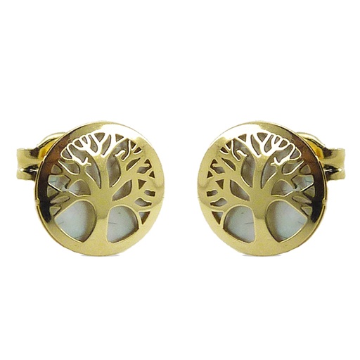 [3841] PENDIENTES ARBOL DE LA VIDA NACAR 8MM PRESION