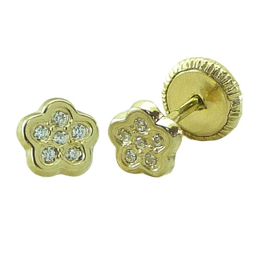 [5463] PENDIENTES FLOR CIRCONITAS.4MM.ROSCA.