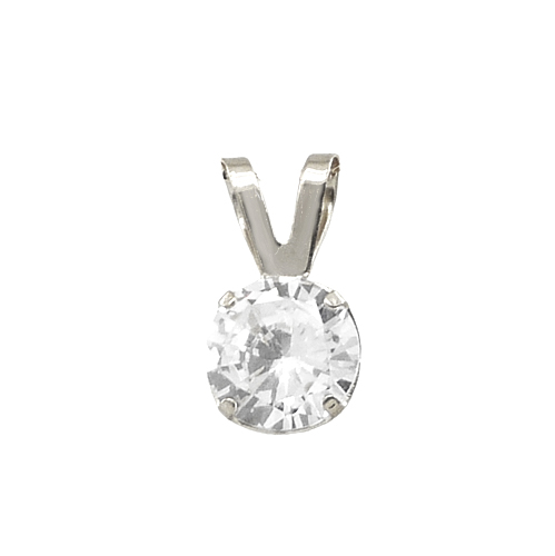 [5593/CB] 6MM CZ WHITE GOLD PENDANT.