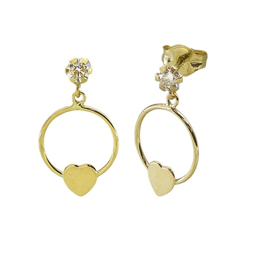 [5560] PENDIENTES ARO DE 9MM CON CORAZON Y GARRA.15MM.