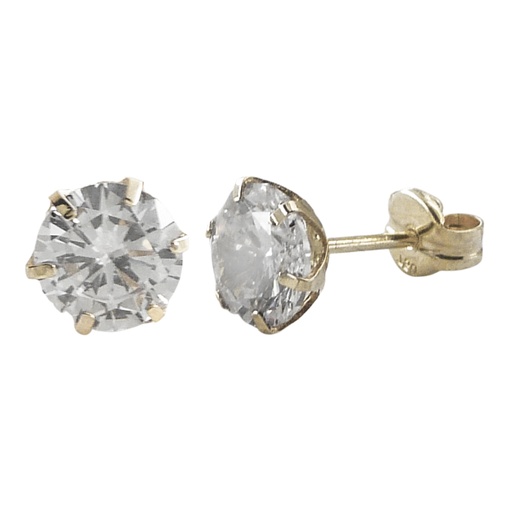 [4611B] 6MM CZ STUD EARRINGS.WHITE GOLD.