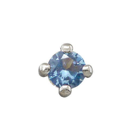 [2363/GAB] COLGANTE GARRA CIRCONITA AZUL 5MM SIN REASA.ORO BLANCO.
