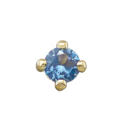 [2363/GA] 5MM BLUE CZ WHITE GOLD PENDANT.
