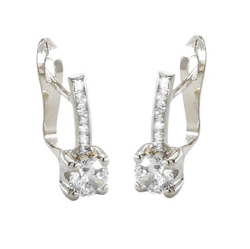 [5584B] PENDIENTES ORO BLANCO GARRA CIRCONITAS.CATALAN.12MM.