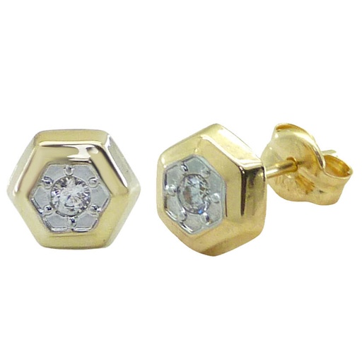 [5446] PENDIENTES HEXAGONO BICOLOR 5MM.PRESION.