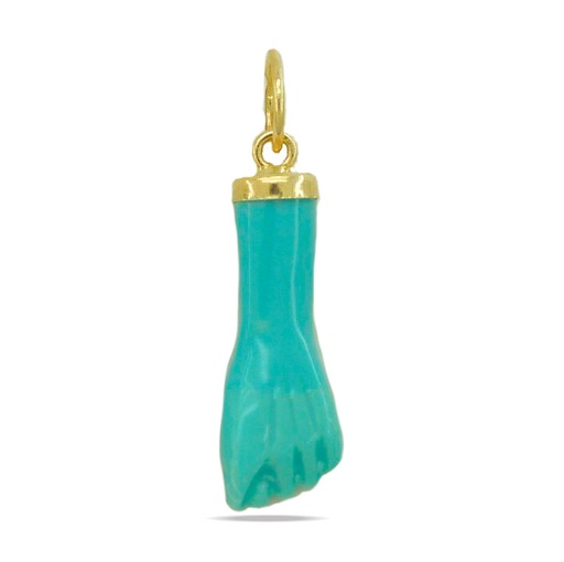[6348T] 18MM TURQUOISE COLOR AMULET FIST PENDANT.