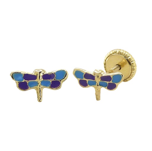 [7213] PENDIENTES LIBELULA ESMALTE 5MM.ESPALADA FORRADA.