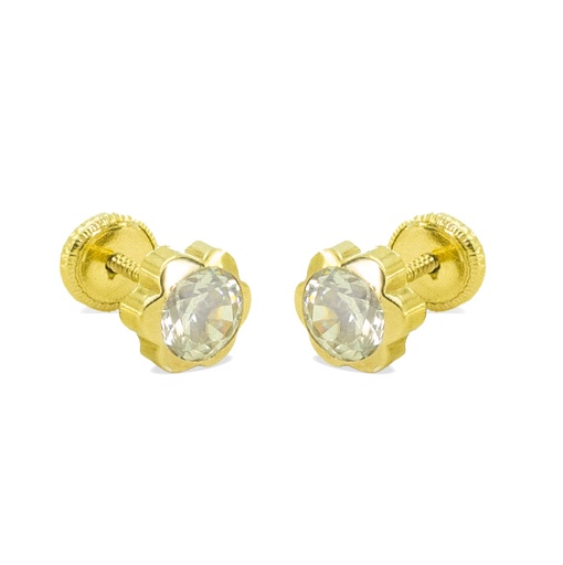[6177] PENDIENTES MARGARITA CIRCONITA 4MM.ROSCA.