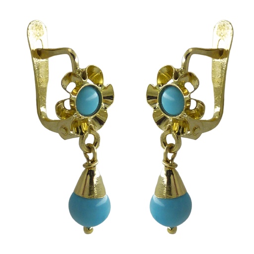 [1516T] 15MM TURQUOISE COLOR EARRINGS