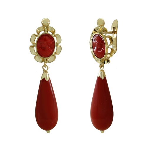 [8277C] 35MM CORAL REEF COLOR CAMEO EARRINGS