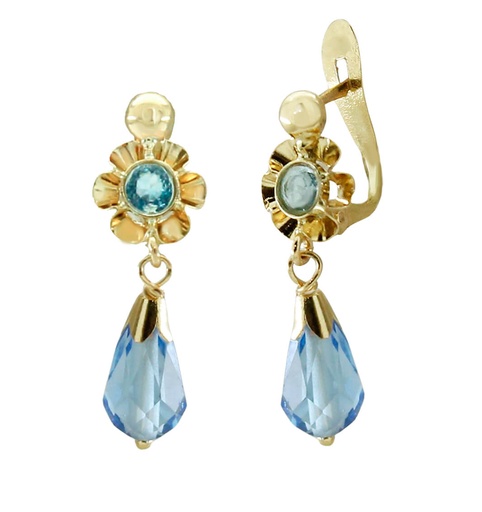 [6049A] AQUAMARINE  COLOR CRYSTAL EARRINGS.20MM