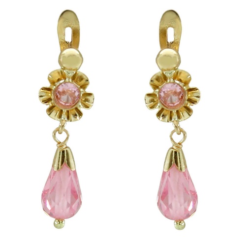 [6049R] PINK CRYSTAL EARRINGS.20MM