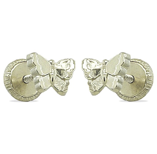 [4325B] 5MM WHITE GOLD BUTTERFLY STUD EARRINGS.SCREW BACK.
