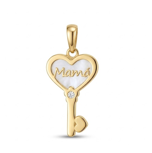 [5037] 18MM MOTHER OF PEARL KEY "MUM" PENDANT.
