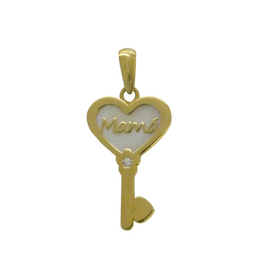 [5037] 18MM MOTHER OF PEARL KEY "MUM" PENDANT.