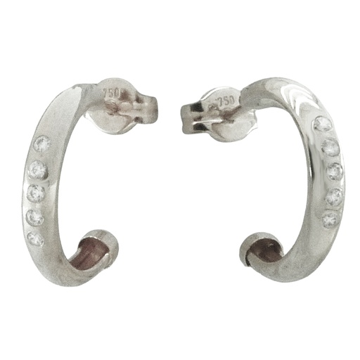 [5082B] PENDIENTES MEDIO ARO CON CIRCONITAS.ORO BLANCO.14MM.