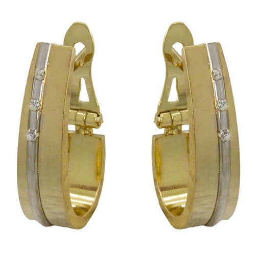 [5075] PENDIENTES MEDIO ARO BICOLOR,CIERRE CATALAN.20x6MM.