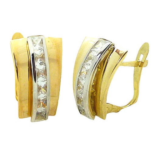 [5377] 14x8MM TWO TONE LEVERBACK EARRINGS.
