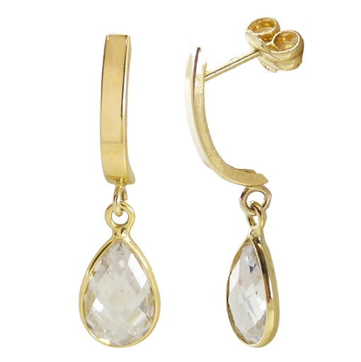 [3656] 9X6MM CZ DANGLING EARRINGS.PUSH BACK.
