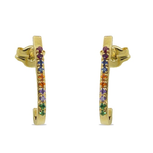 [4688] PENDIENTES MEDIO ARO CON CIRCONITAS DE COLOR.PRESION.