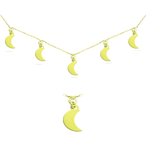 [4601] 6MM MOON CHARMS NECKLACE.45CM CHAIN.