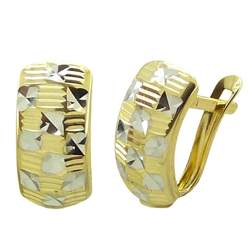 [5504] PENDIENTES MEDIO ARO TALLADO BICOLOR.13x6MM.CATALAN.