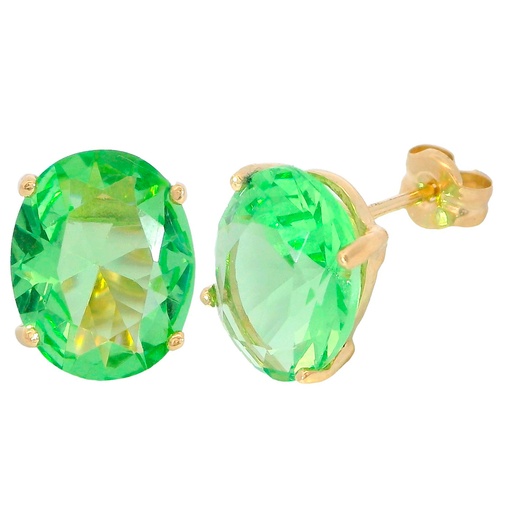 [5046P] 10x8MM PERIDOT COLOR CZ EARRINGS.