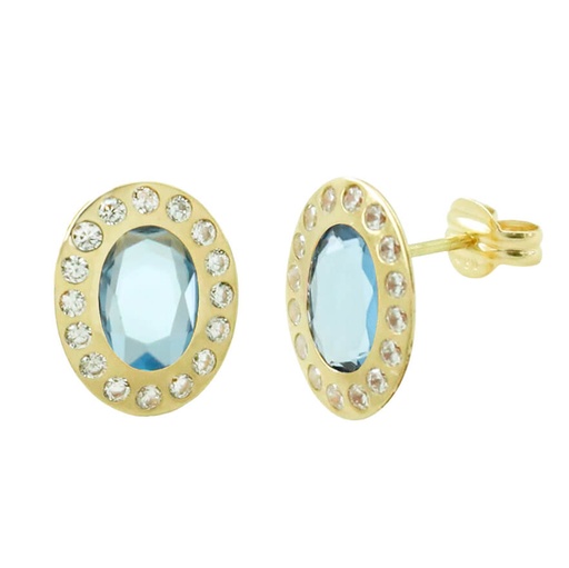 [5796A] PENDENDIENTES OVAL 12x10MM CON CIRCONITA COLOR AGUAMARINA.