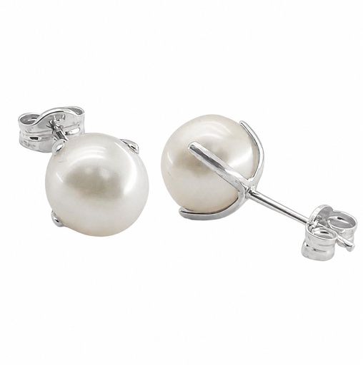 [6100B] 7/7'5MM PEARL STUD EARRINGS.PIN POST AND BUTTERFLY CLASP.