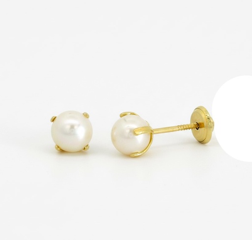 [7853] PENDIENTES PATILLA PERLA SHELL 3MM.ROSCA. Perla Cultivada