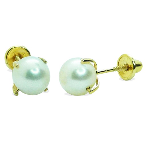 [7883] 4MM SHELL PEARL SCREW BACK EARRINGS.