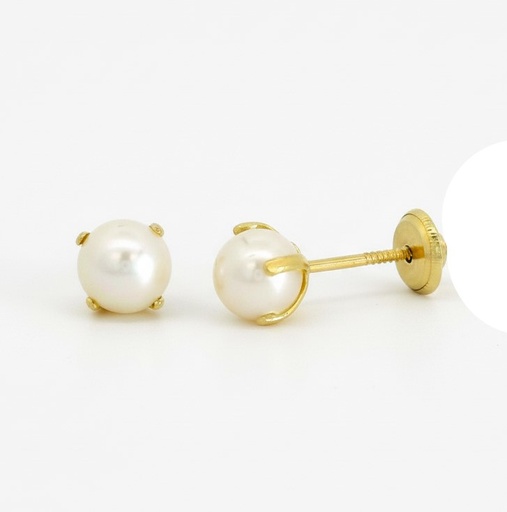 [7883] 4MM SHELL PEARL SCREW BACK EARRINGS.