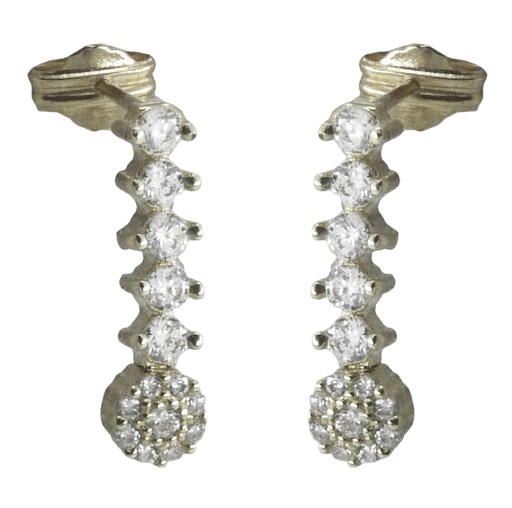 [3779B] PENDIENTES LARGOS CIRCONITAS ORO BLANCO.18MM.