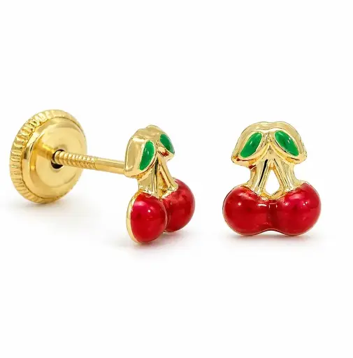 [9770] 5'5MM ENAMEL CHERRY KID EARRINGS