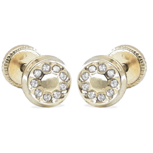 [3367B] PENDIENTES ORO BLANCO REDONDOS CON CIRCONITAS.5'5MM.