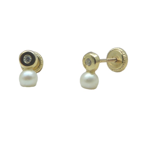 [1234] PENDIENTES CHATON Y PERLA DE 4MM.TORNILLO.
