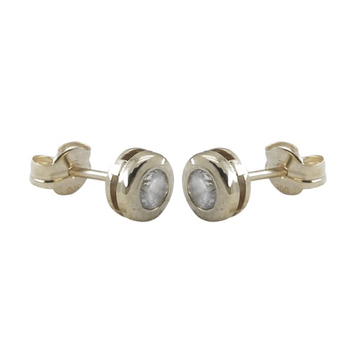 [1673B] PENDIENTES CHATON ORO BLANCO PIEDRA 3MM.PRESION