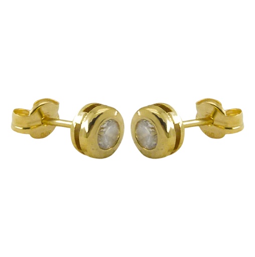 [1674] 4MM CZ CHATON STUD EARRINGS.