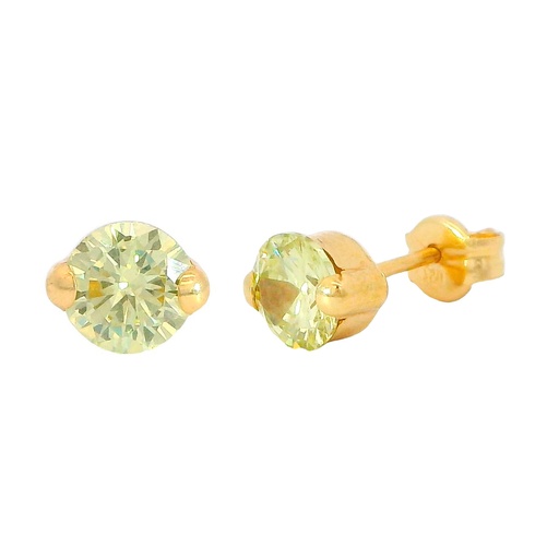 [5045CT] 5MM CITRINE COLOR CZ STUD EARRINGS.