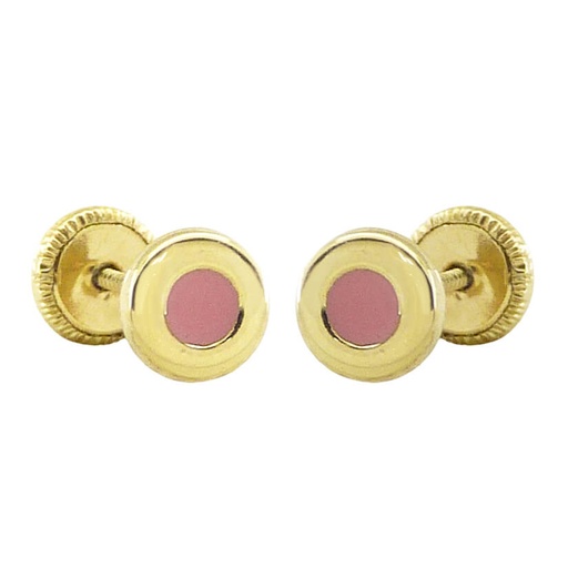 [5577R] 5MM PINK ENAMEL ROUND STUD EARRINGS.SCREW BACK.
