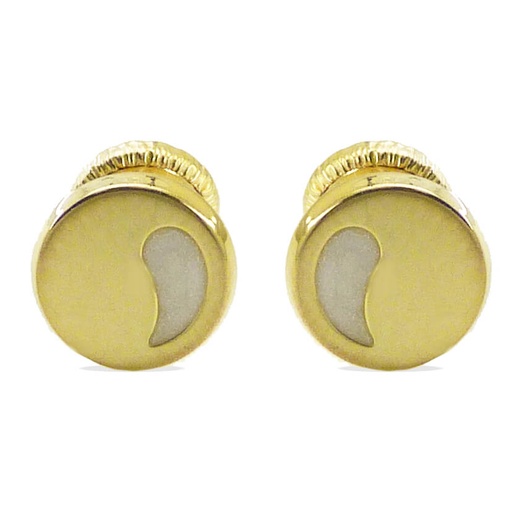 [3833] ROUND MOTHER OF PEARL STUD EARRINGS.SCREW BACK.