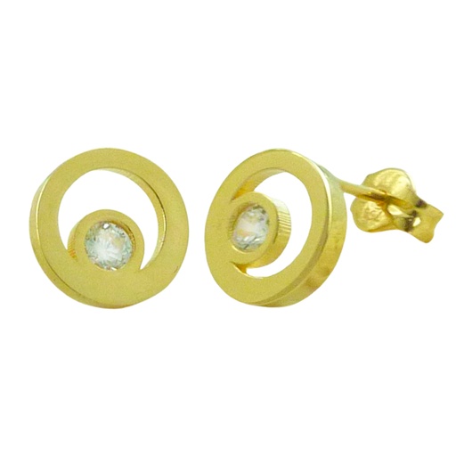 [3793] PENDIENTES REDONDOS CON CIRCONITAS.8MM.PRESION