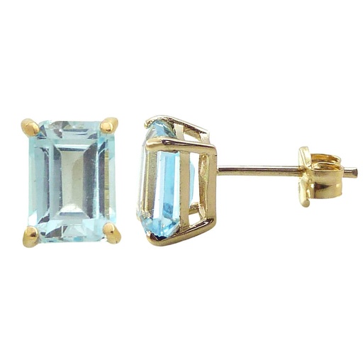 [3974A] 7x5MM.SKY BLUE STUD EARRINGS.