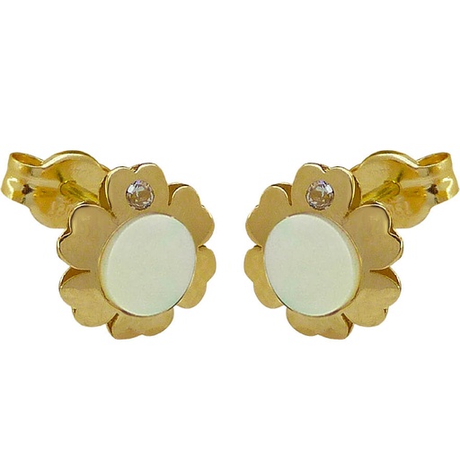 [5272] MOTER OF PEARL FLOWER STUD EARRINGS.